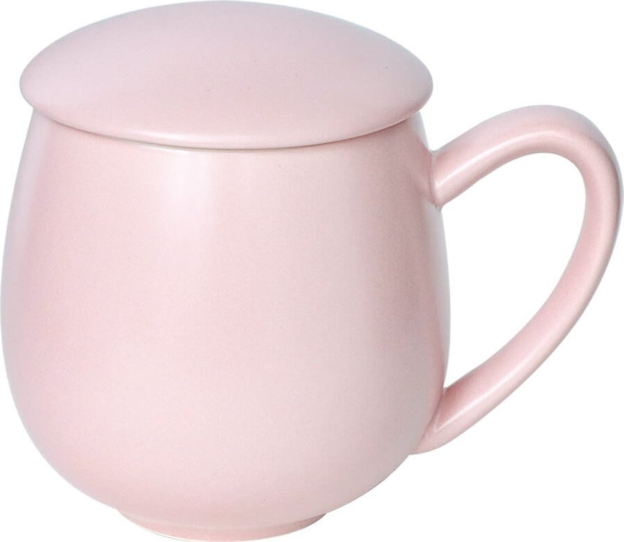 Cup&You Kubek z zaparzaczem i pokrywką różowy matowy - zestaw do przygotowania herbaty, perfekcyjny podarunek prezent dla mamy, taty, babci, dziadka