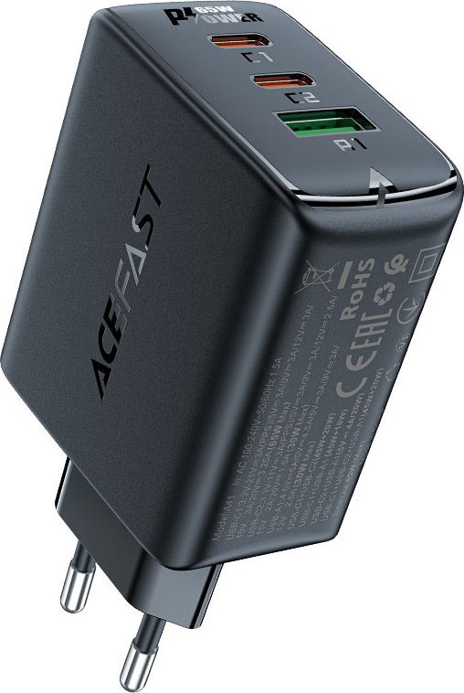Ładowarka Acefast A41 1x USB-A 2x USB-C 1.5 A (A41 black)