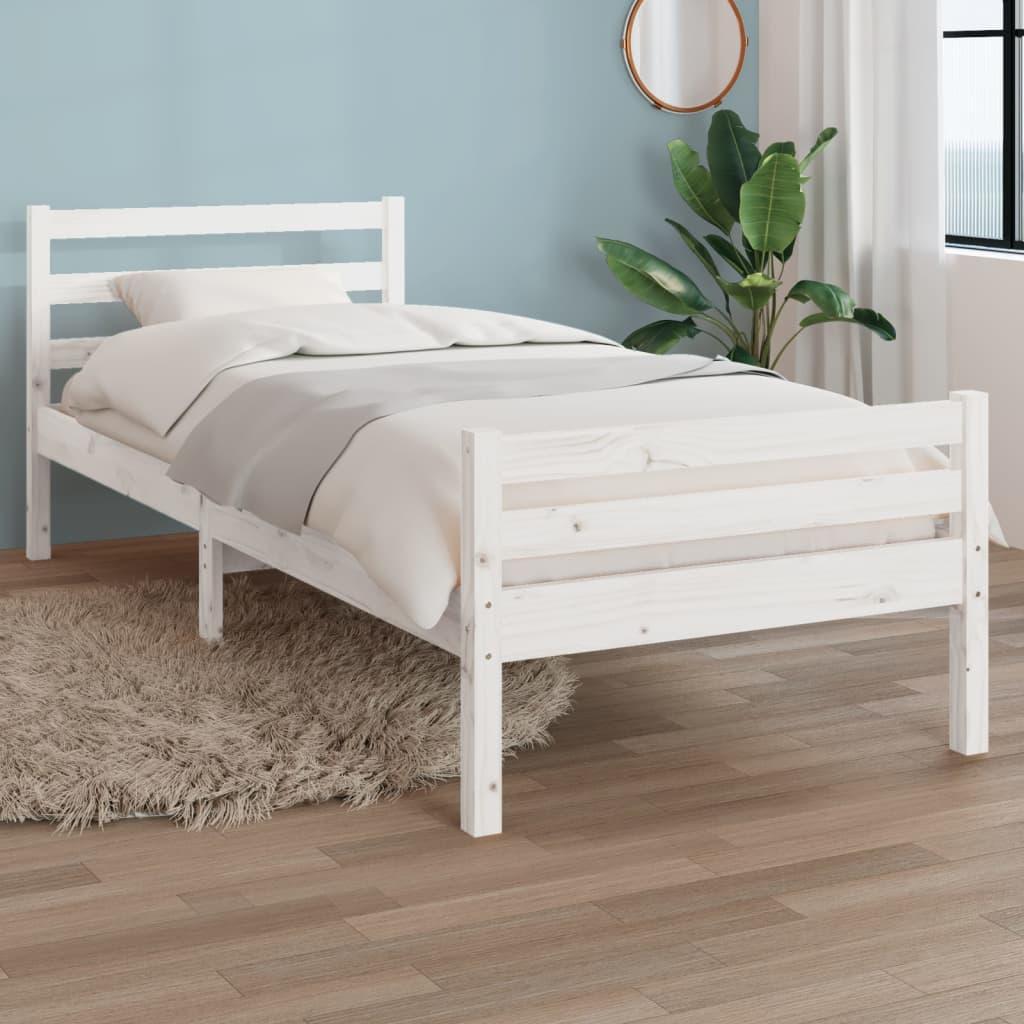 Фото - Ліжко VidaXL Rama łóżka, biała, lite drewno, 90 x 200 cm 