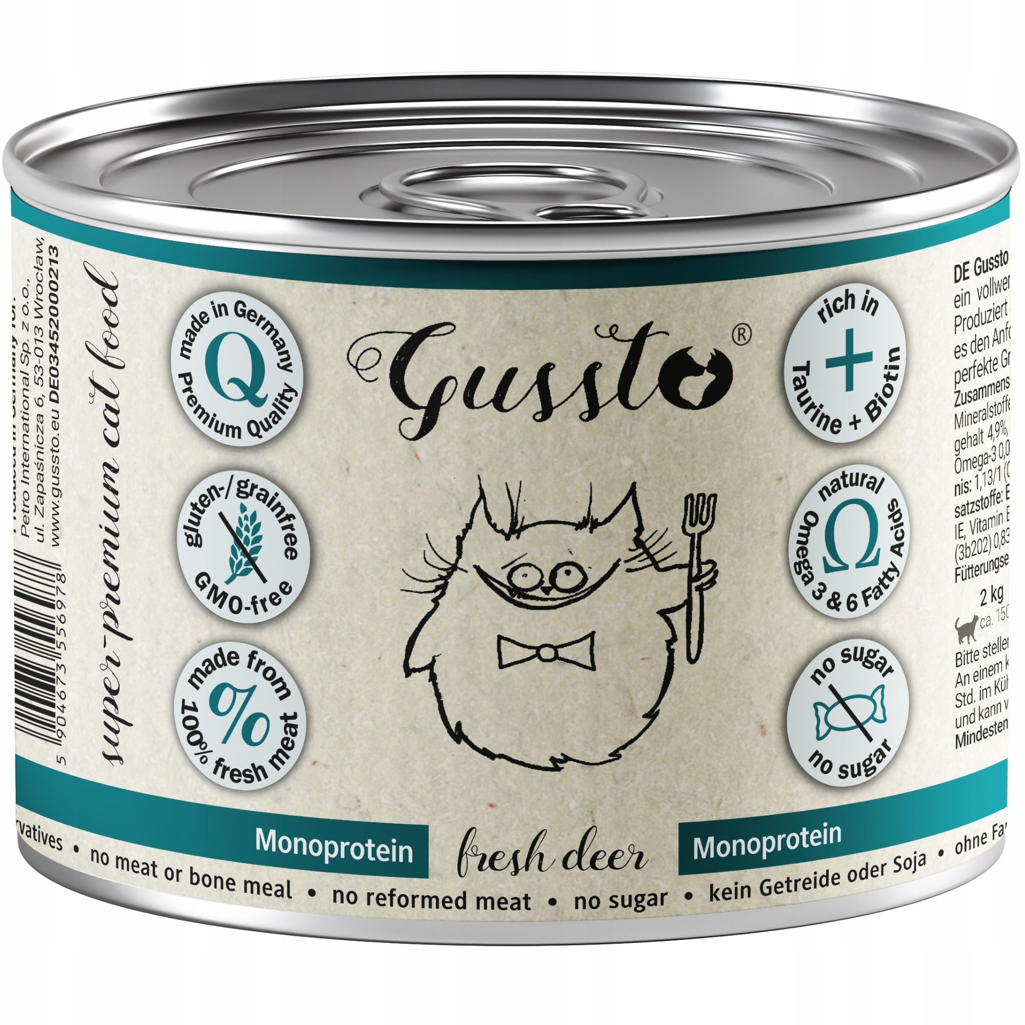 GUSSTO GUSSTO pusz.200g FRESH DEER /6 Pokarm dla kota z JELENIEM