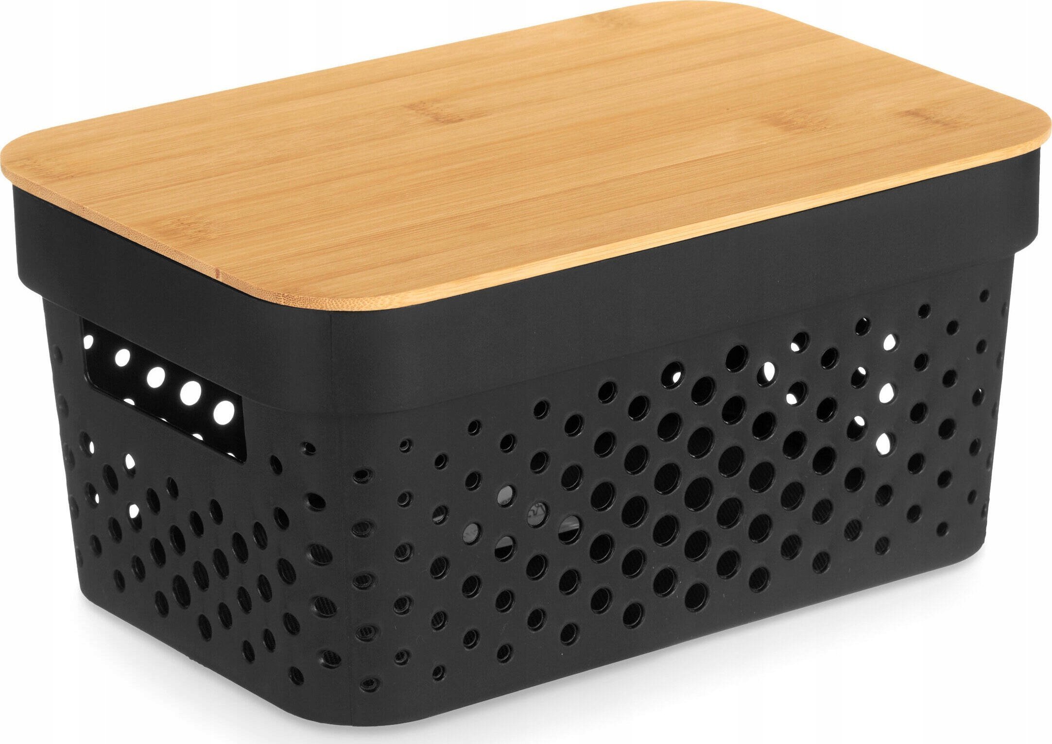 Kinvara Plastikowy pojemnik z bambusową pokrywą, 26 x 17,5 x 12,5 cm