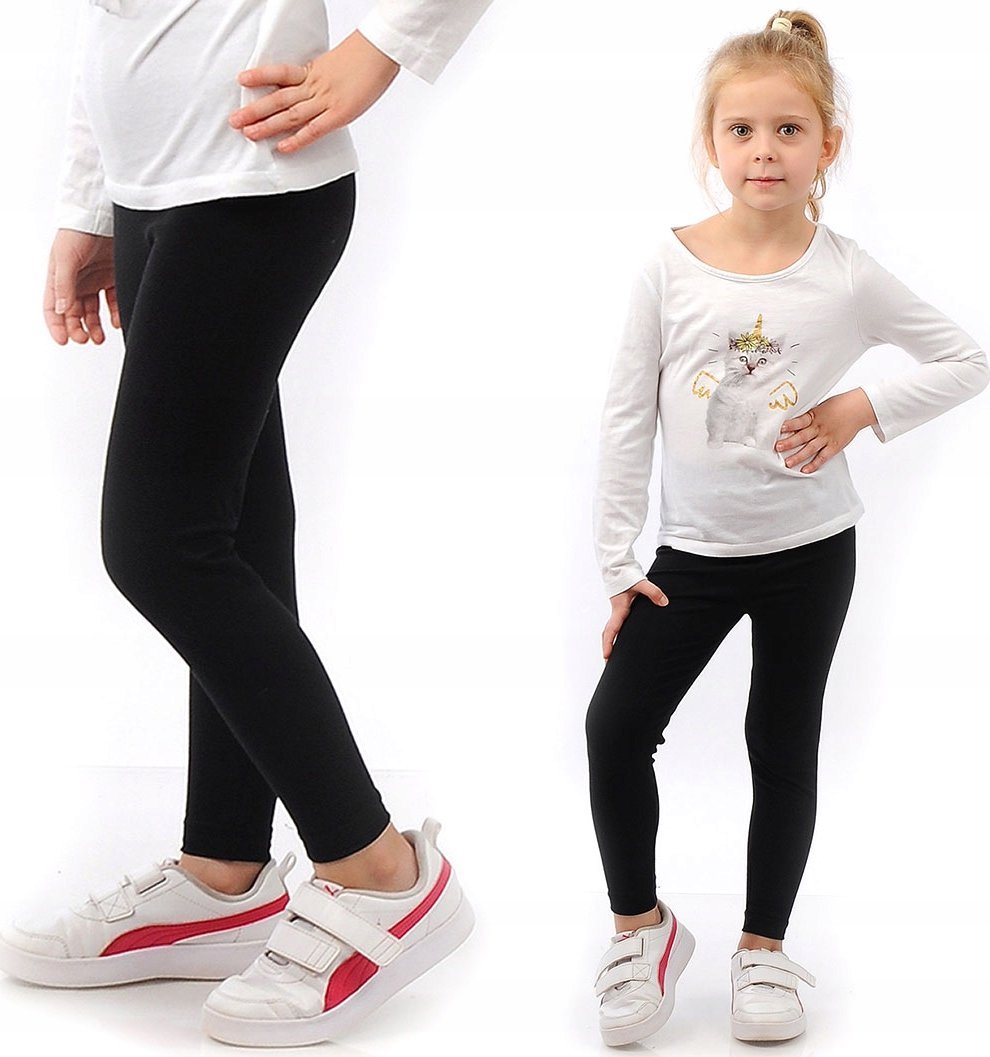 Legginsy dziecięce długie bawełniane klasyczne Czarne 122