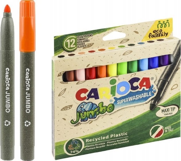 Carioca Flamastry Jumbo EcoFamily 12 kolorów