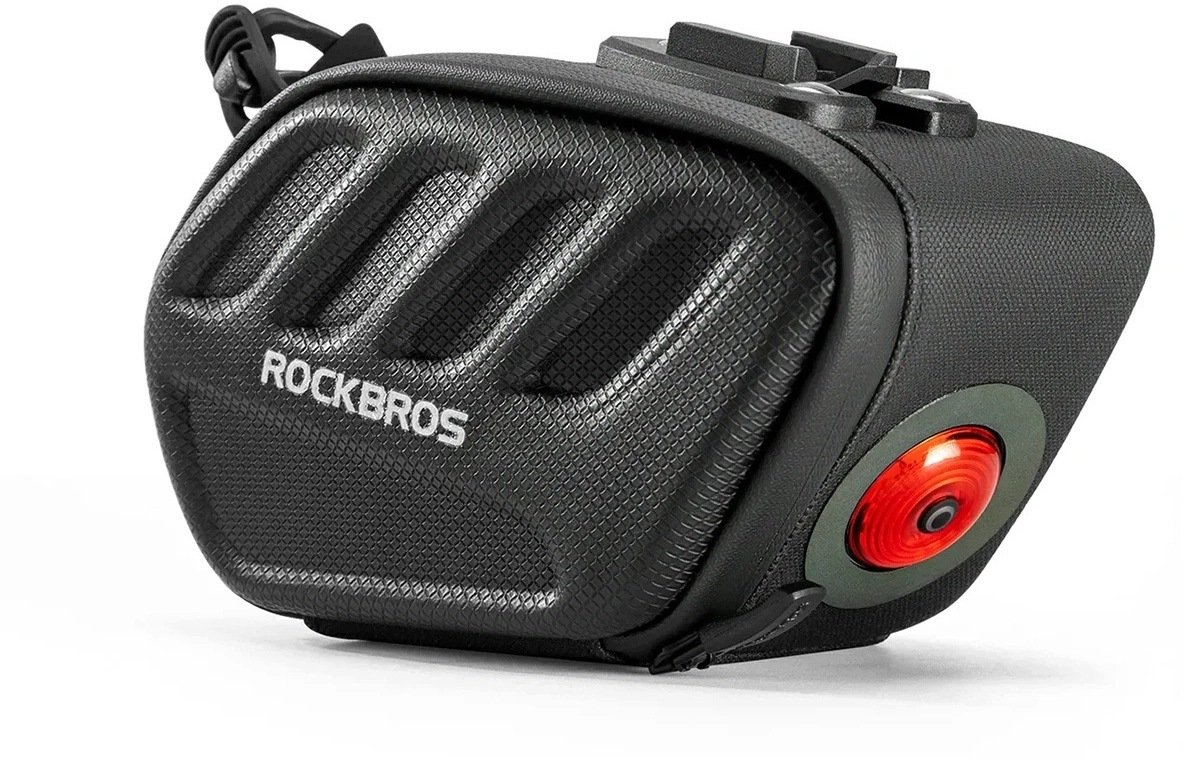 RockBros Torba rowerowa C61 podsiodłowa z inteligentną lampką tylną 0,45 l - czarna (5907769391491)