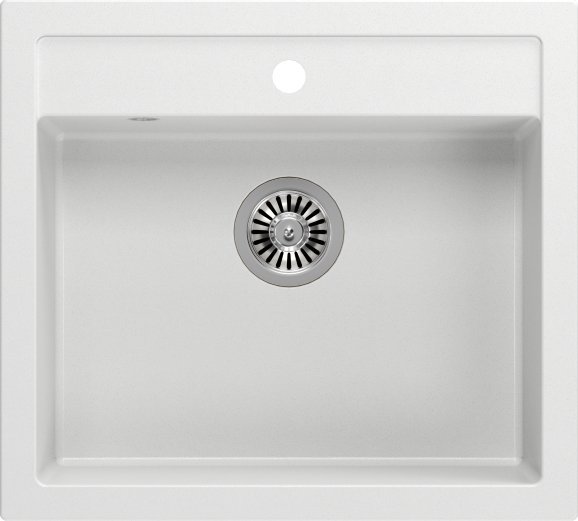 Zlewozmywak Quadron BILL 110 GraniteQ snow white/elementy stalowe