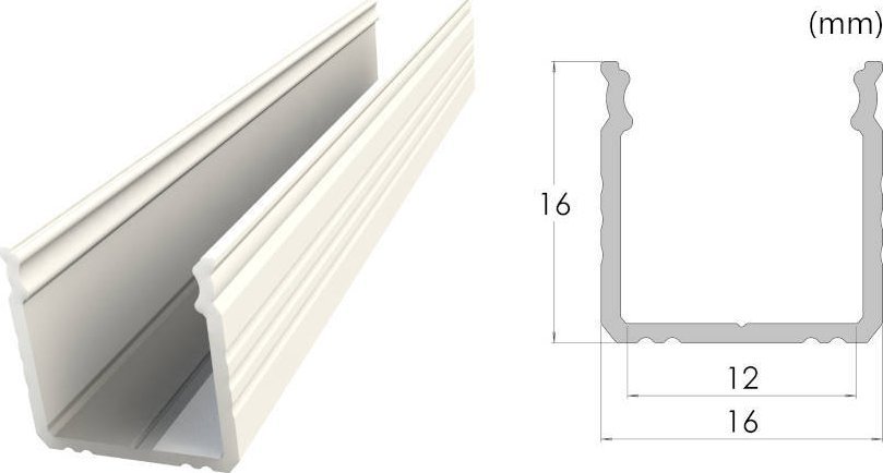 MPL Power Nawierzchniowy profil ALU biały lakier 16x16mm 3030mm SURFACE white lacquer