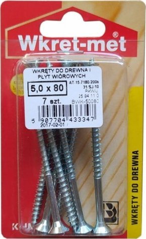 Wkręt-met Wkręty hartowane do drewna 5x80mm 7szt PZ2 złote
