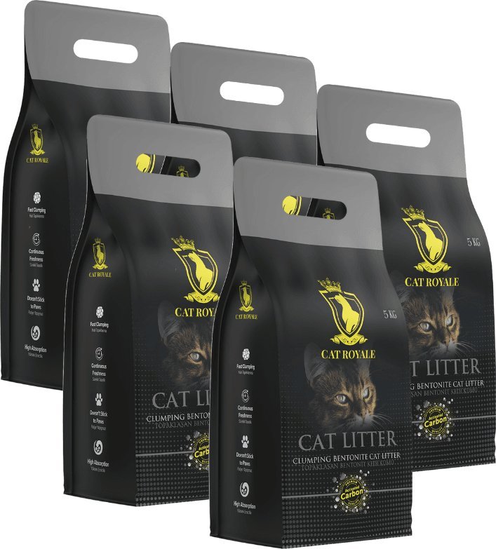 Żwirek dla kota Cat Royale Cat Royale Activated Carbon żwirek bentonitowy 25kg (5x5kg)