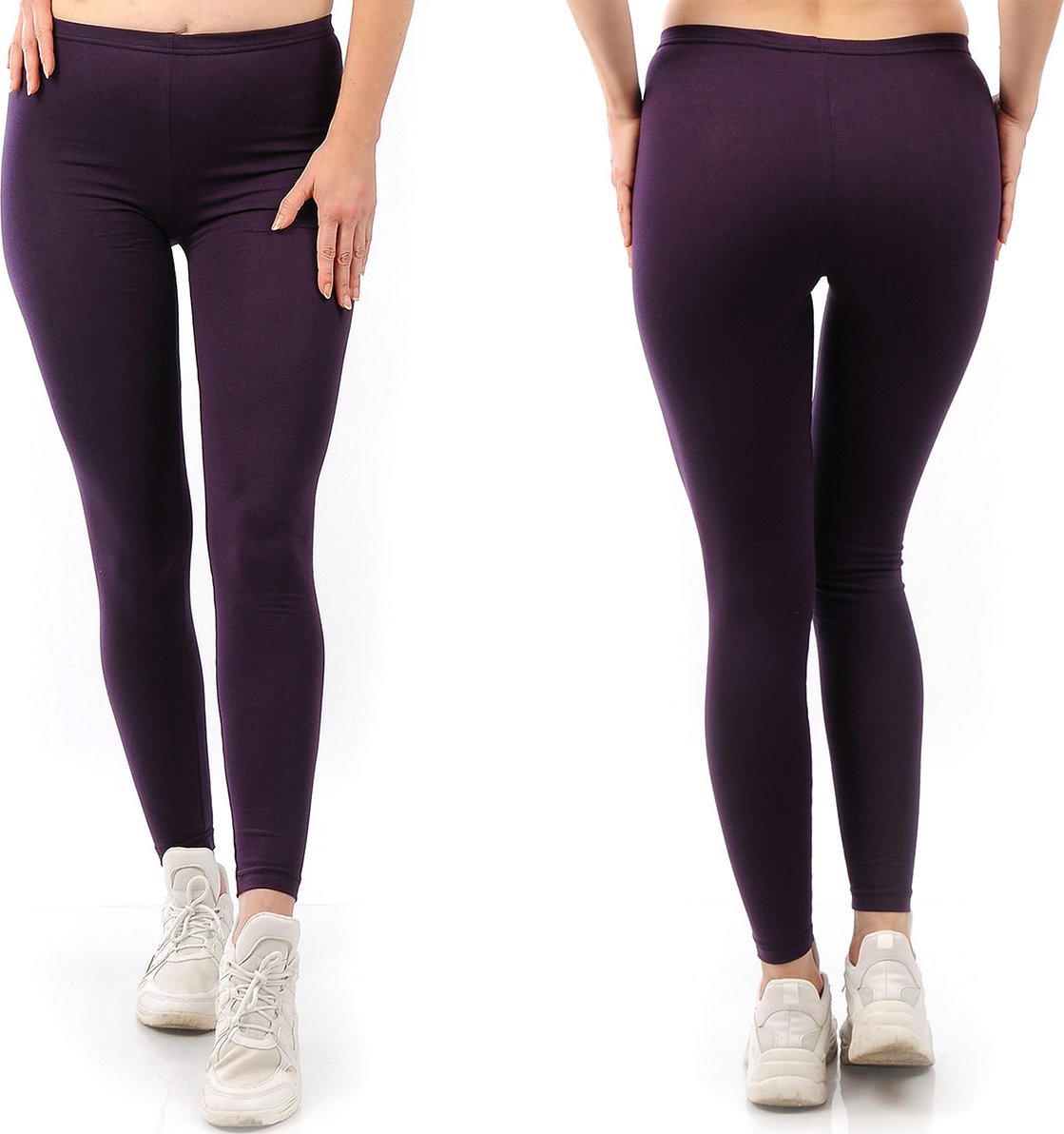 Legginsy damskie długie Polskie Getry Bawełniane Fioletowe XXL