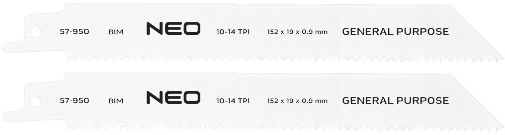 Neo Brzeszczoty do piły szablastej 152 x 19 x 0.9 mm, 10/14TPI, kpl. 2 szt.