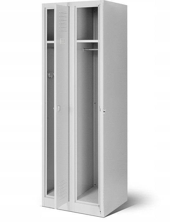 Szafa socjalna ubraniowa czterokomorowa KACPER II, 600 x 1800 x 500 mm, szara