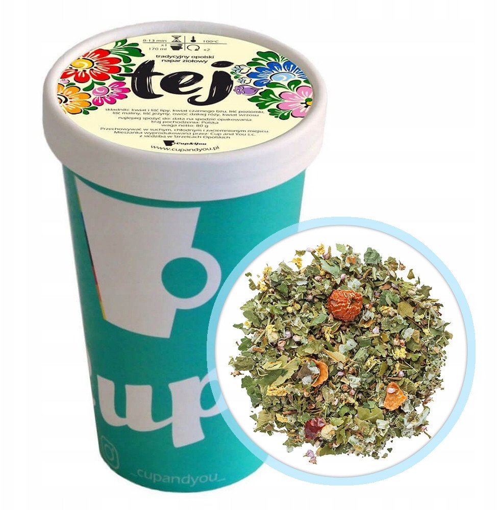 LIŚCIASTA HERBATA ZIOŁOWA TRADYCYJNY OPOLSKI TEJ OWOC DZIKIEJ RÓŻY 80g - herbata liściasta sypana mieszanka napar susz