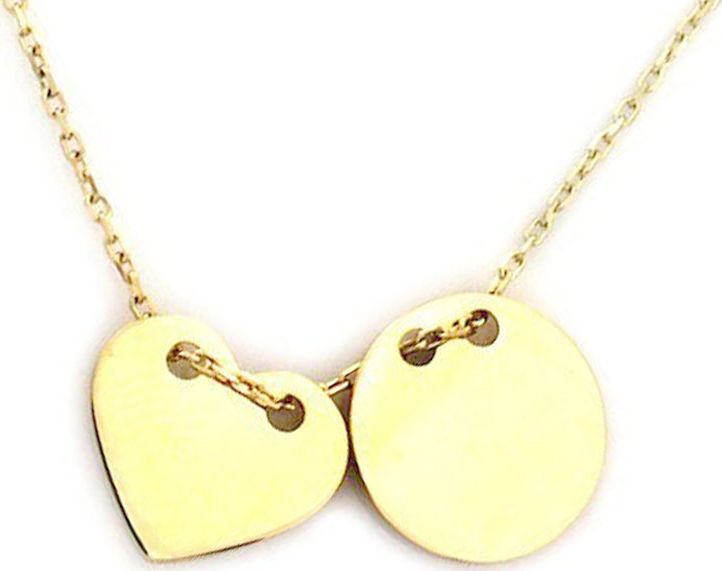 Zdjęcia - Pozostała biżuteria Lovrin Złoty naszyjnik 585 celebrytka serce kółko 1,48g