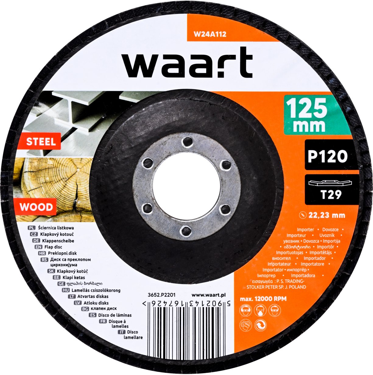 Waart WAART Ściernica listkowa 125x22.2 mm P120 do metalu
