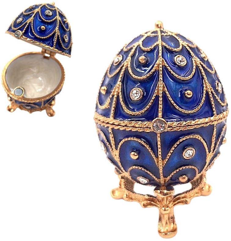 Giftdeco Ekskluzywne metalowa szkatułka z kryształkami - Jajo Faberg - B0748-17 BL