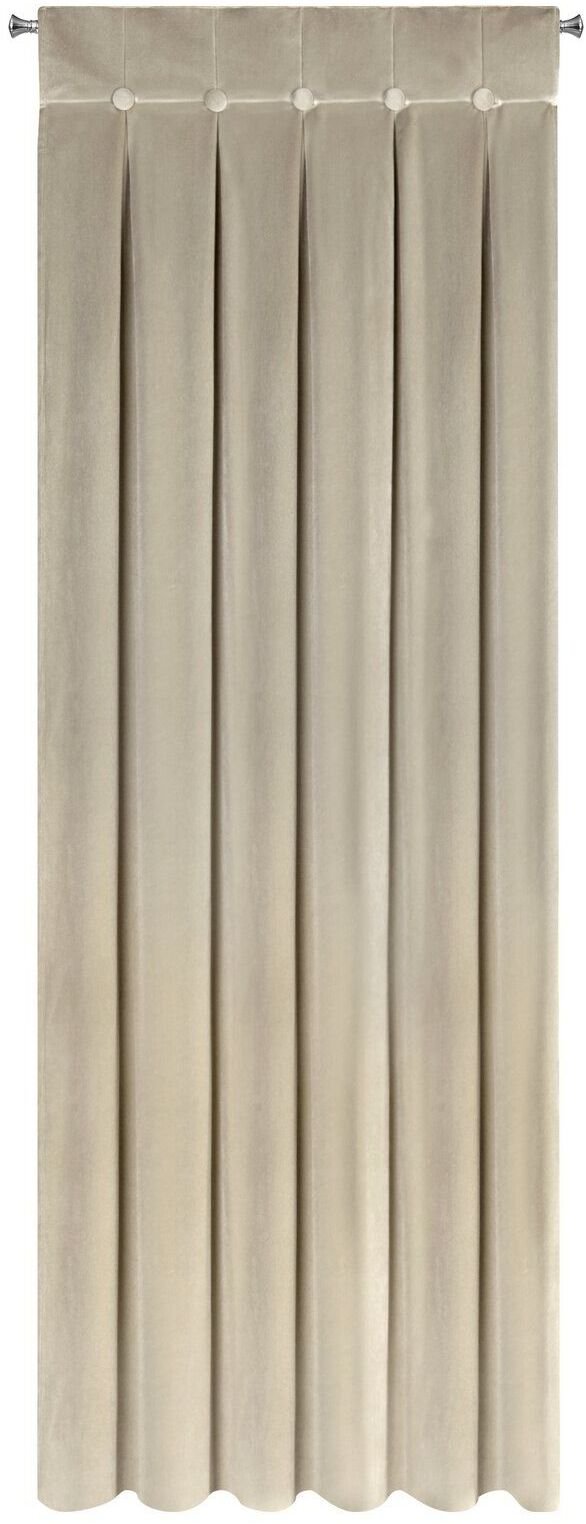 Zasłona gotowa ALITA 85x250 beżowa welwet guziki szelki