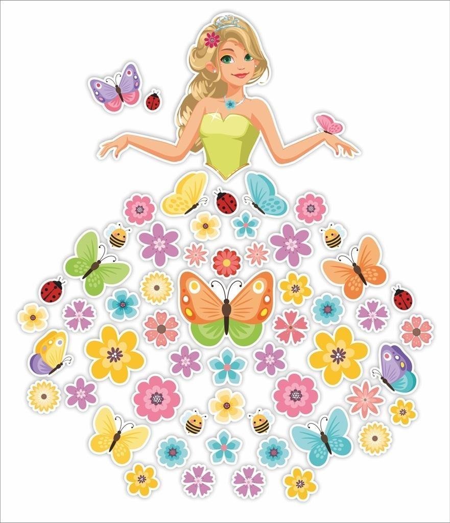 LearnHow Dekoracje okienne dwustronne - Pani Wiosna 58el