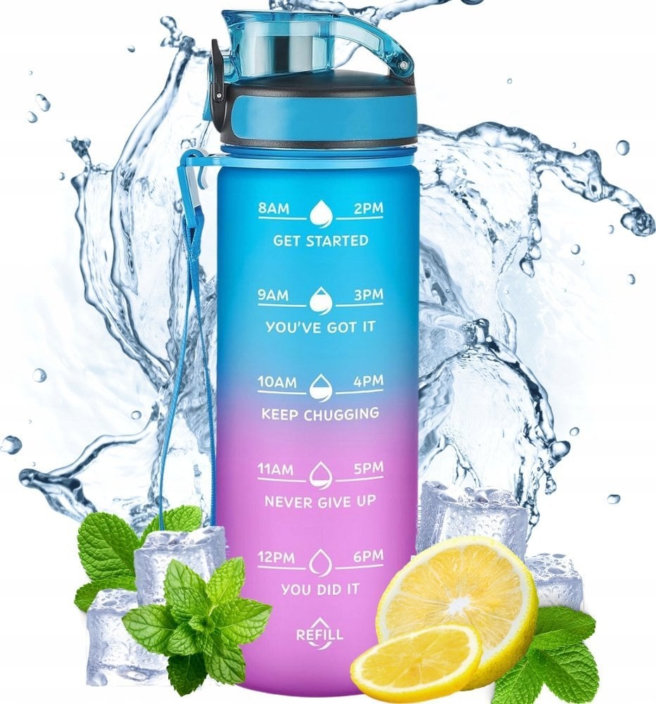 BUTELKA SPORTOWA / MOTYWACYJNA BIDON REFILL NIEBIESKO-RÓŻOWY