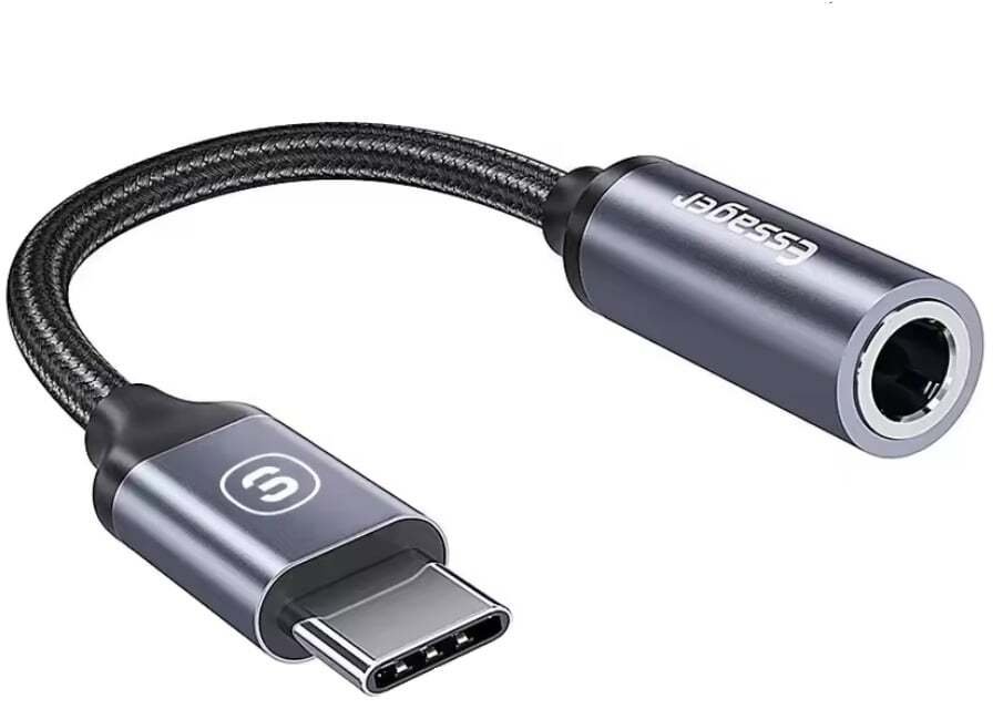 Adapter USB Essager USB-C - Jack 3.5mm Srebrny