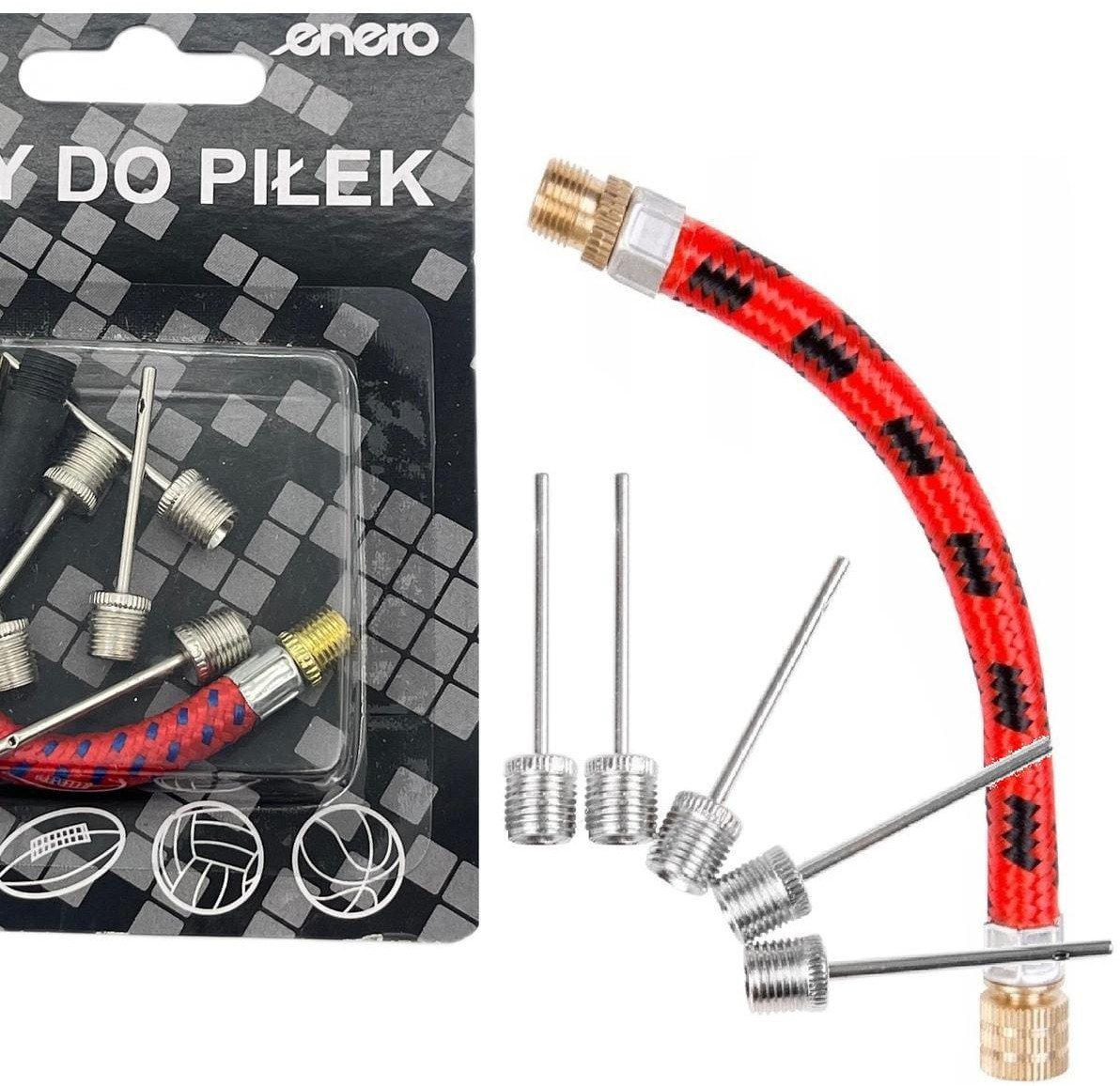 ZESTAW IGIEŁ 5SZT Z WĘŻYKIEM DO POMPKI PIŁKI ENERO