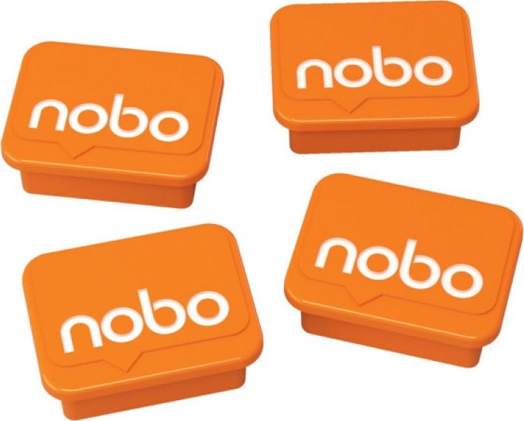 Nobo Magnesy do tablic NOBO, prostokoątne, 18x22mm, 4szt., pomarańczowe