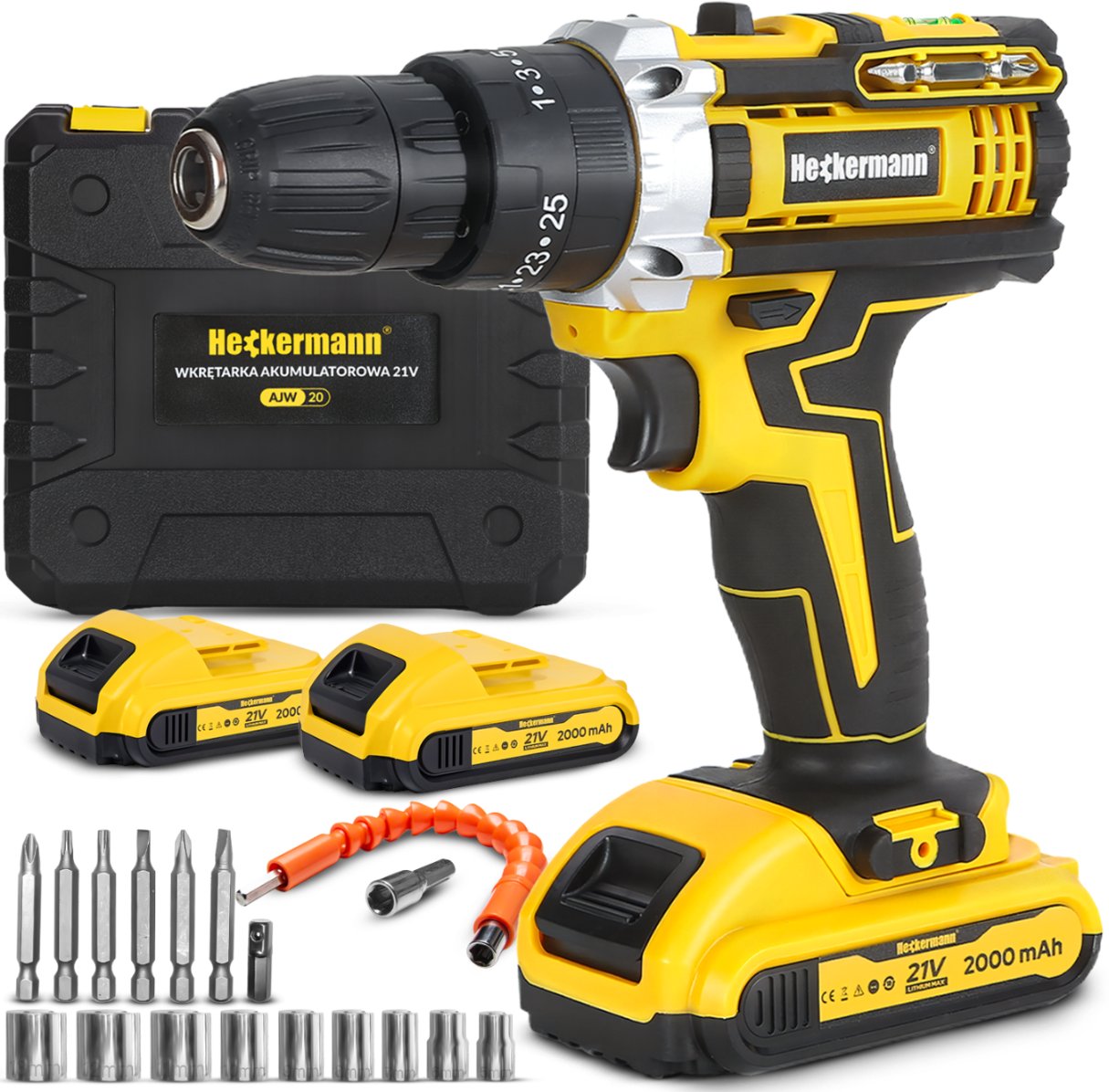 Wiertarko-wkrętarka Heckermann AJW20 21 V 2 x akumulator 2 Ah