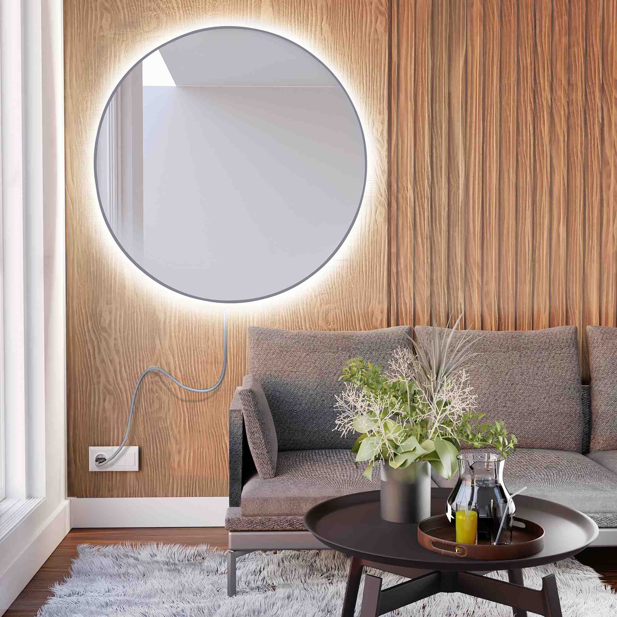 Baltica Design Lustro okrągłe BRIGHT ELECTRA podświetlane LED Premium Srebrne