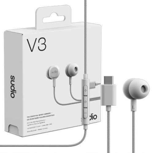 Sudio Earbuds | V3 | USB-C | In-ear | Microphone | Grey White (V3WHT)
