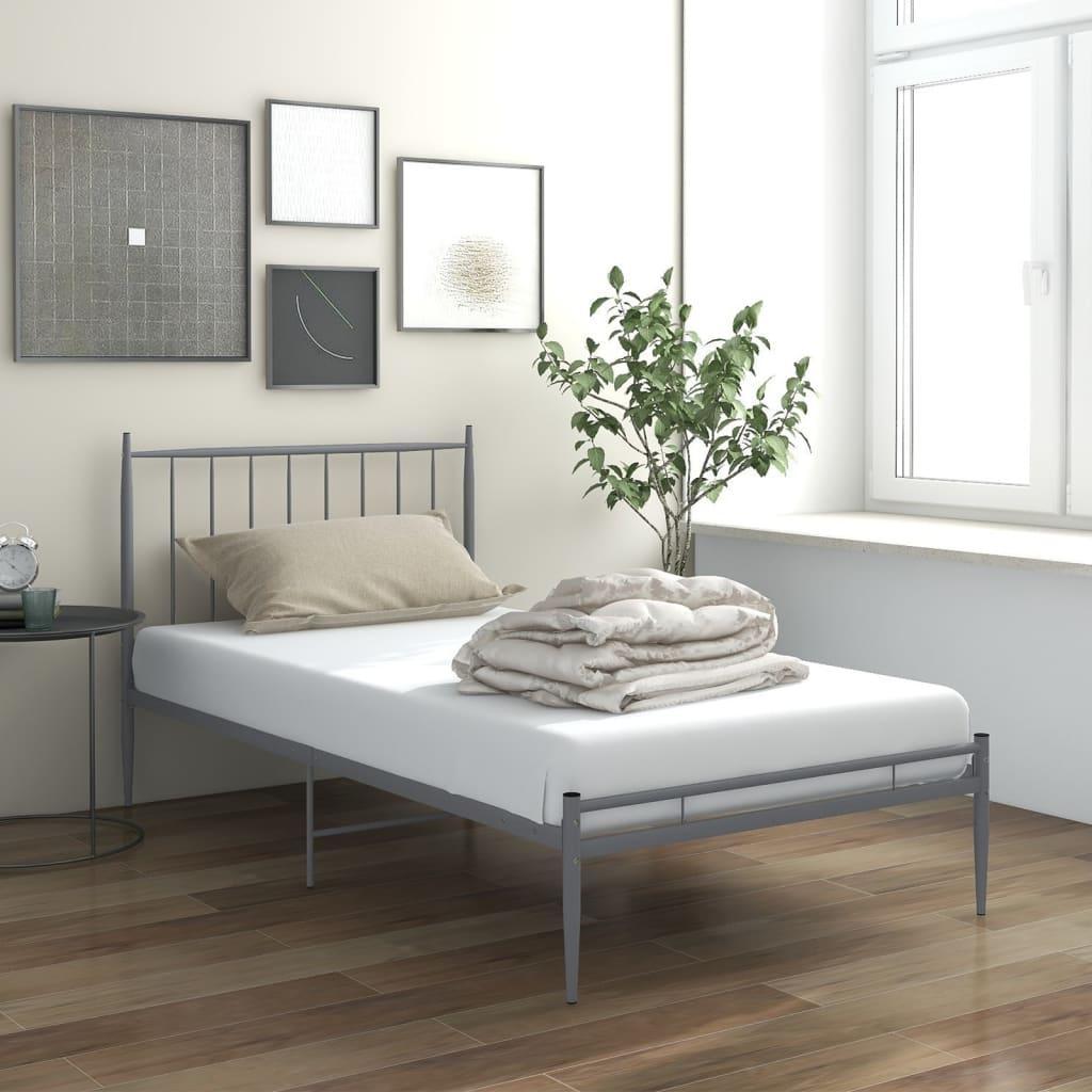 Фото - Ліжко VidaXL Rama łóżka, szara, metalowa, 90 x 200 cm 