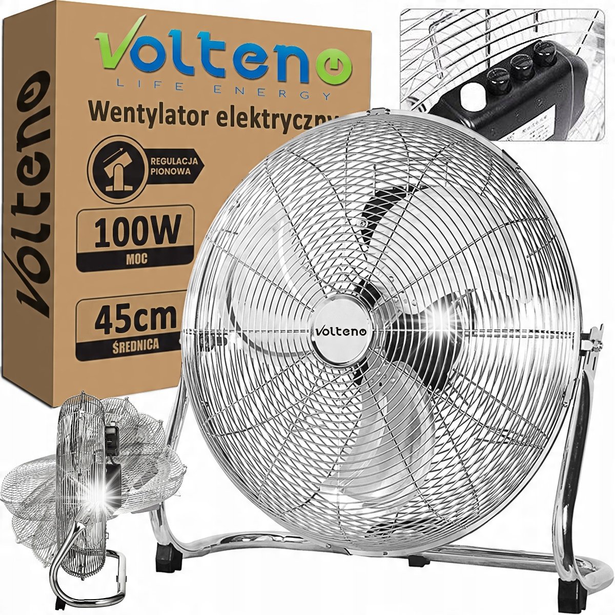 Termowentylator Cronos WENTYLATOR PODŁOGOWY MOCNY 120W DUŻY WIATRAK 45CM CYRKULATOR POWIETRZA