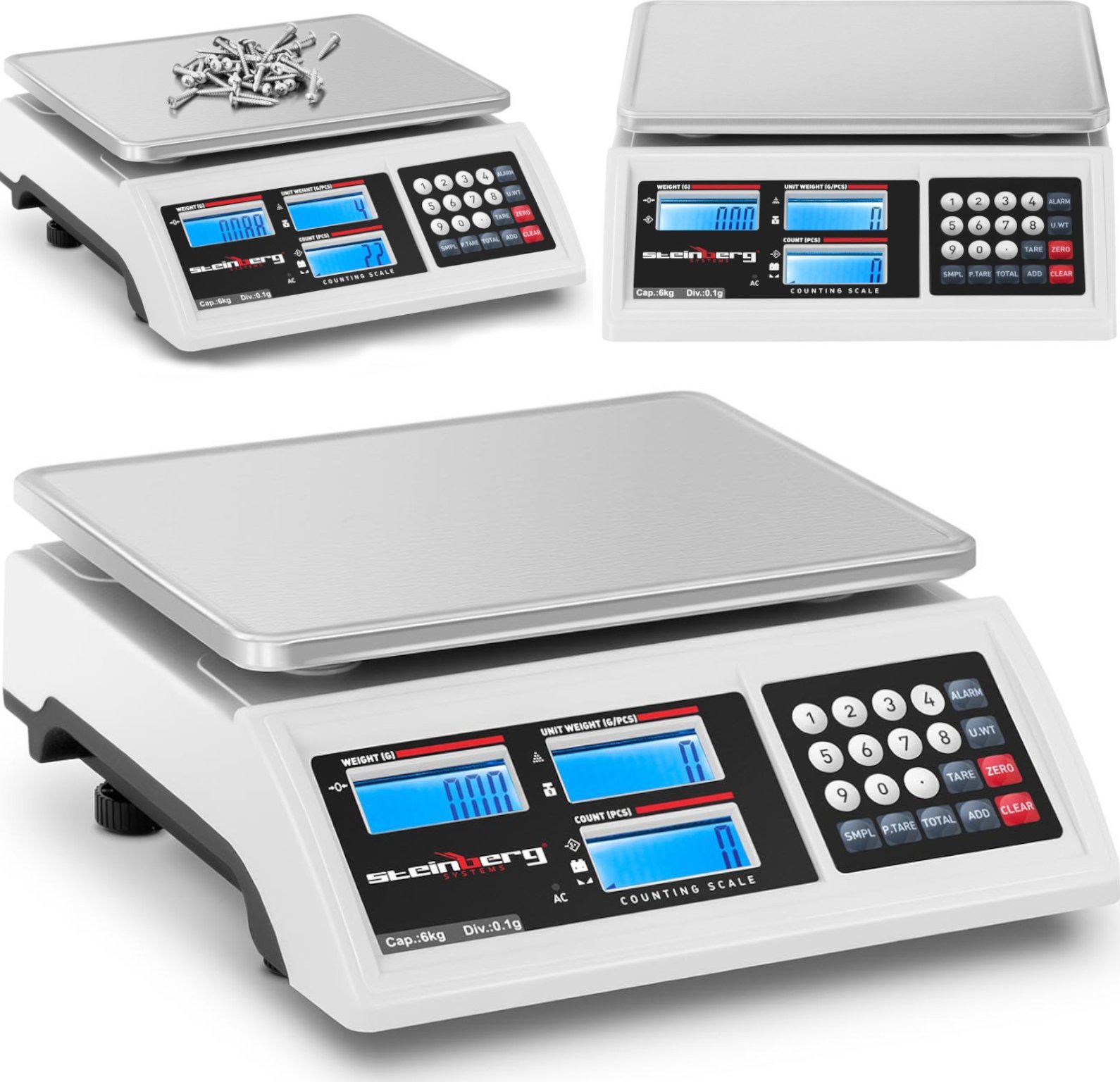 Steinberg Waga sklepowa handlowa licząca LCD RS232 6000 g / 0.1 g Waga sklepowa handlowa licząca LCD...