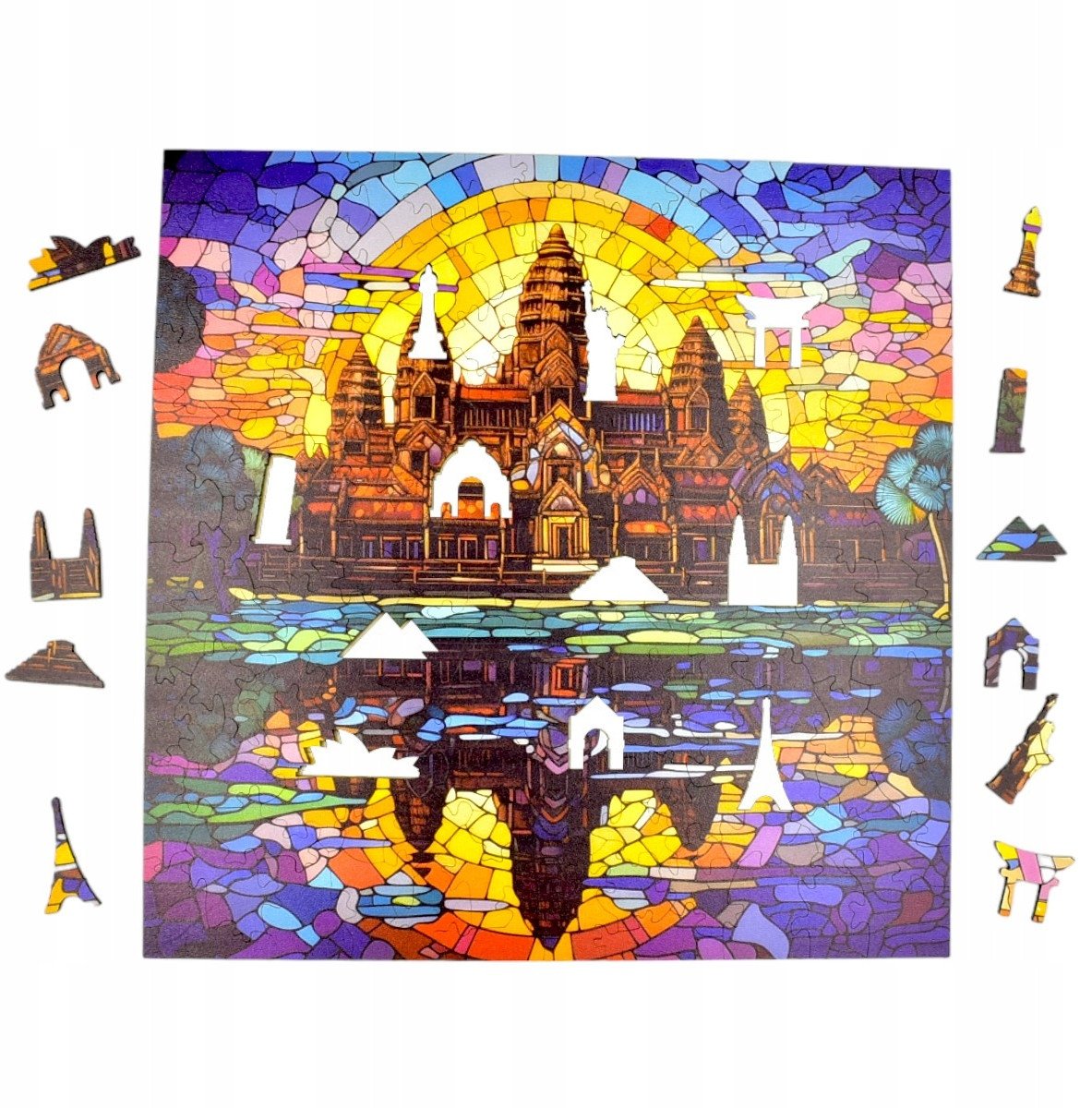 Mruu&Pruu Puzzle Angkor Wat 25 x 25 cm 150 elementów Układanka drewniana