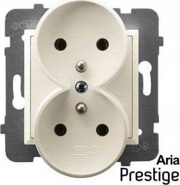 Ospel Aria Gniazdo podwójne z uziemieniem ecru do ramek z linii Prestige GP-2URAZ/M/27