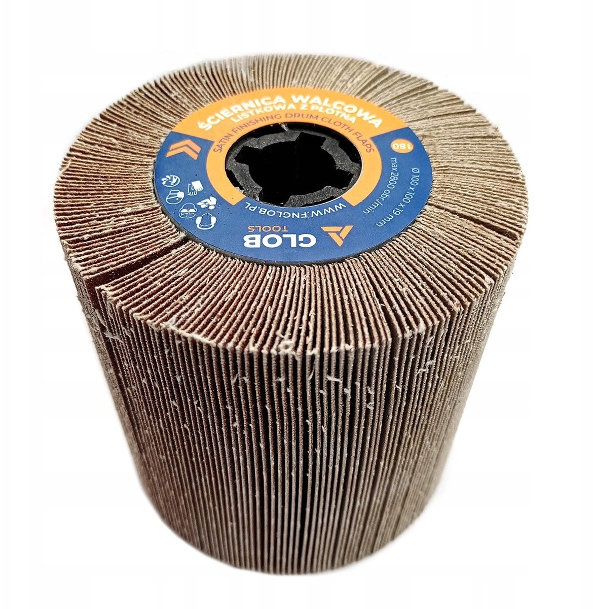 Glob Ściernica walcowa listkowa Tools z płótna 100x100x19mm Satyniarka (GLOBTOOLS-SLW-10019-P180)
