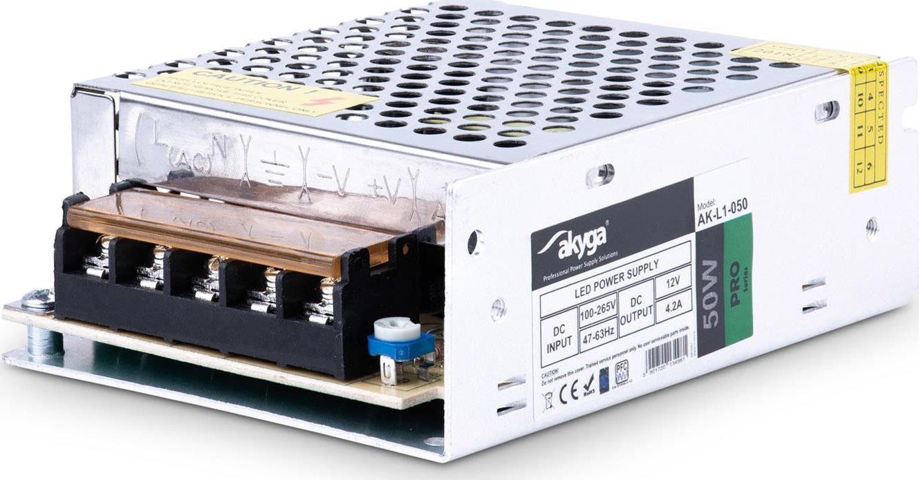 Akyga zasilacz impulsowy LED AK-L1-050 12V / 4.2A / 50W / 100-265V / IP20