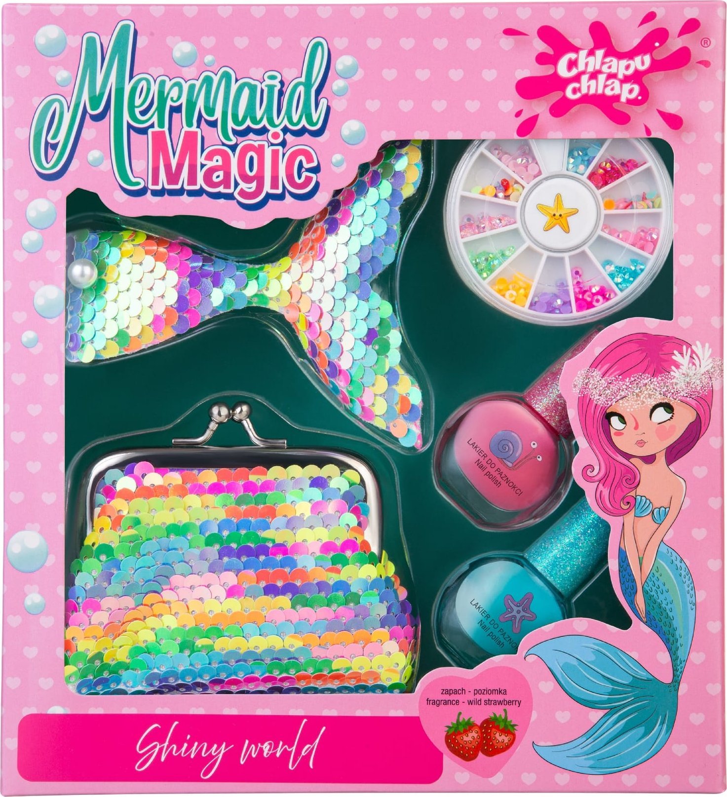 CHLAPU CHLAP Mermaid Magic Zestaw dziecięcy z portmonetką, lakierami do paznokci, spinką do włosów i ozdobami