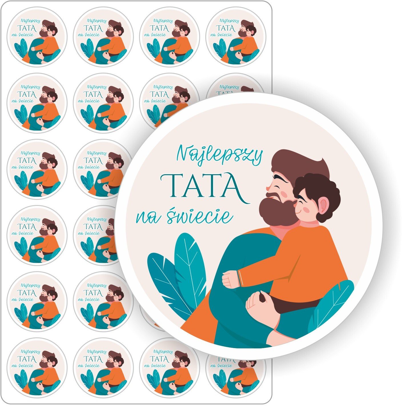 Stabilus Naklejki nalepki arkusz etykiet 23 czerwca DZIEŃ TATY OJCA prezent upominek kwiaty 24 szt. 5 cm (E-TAT_04_C5)