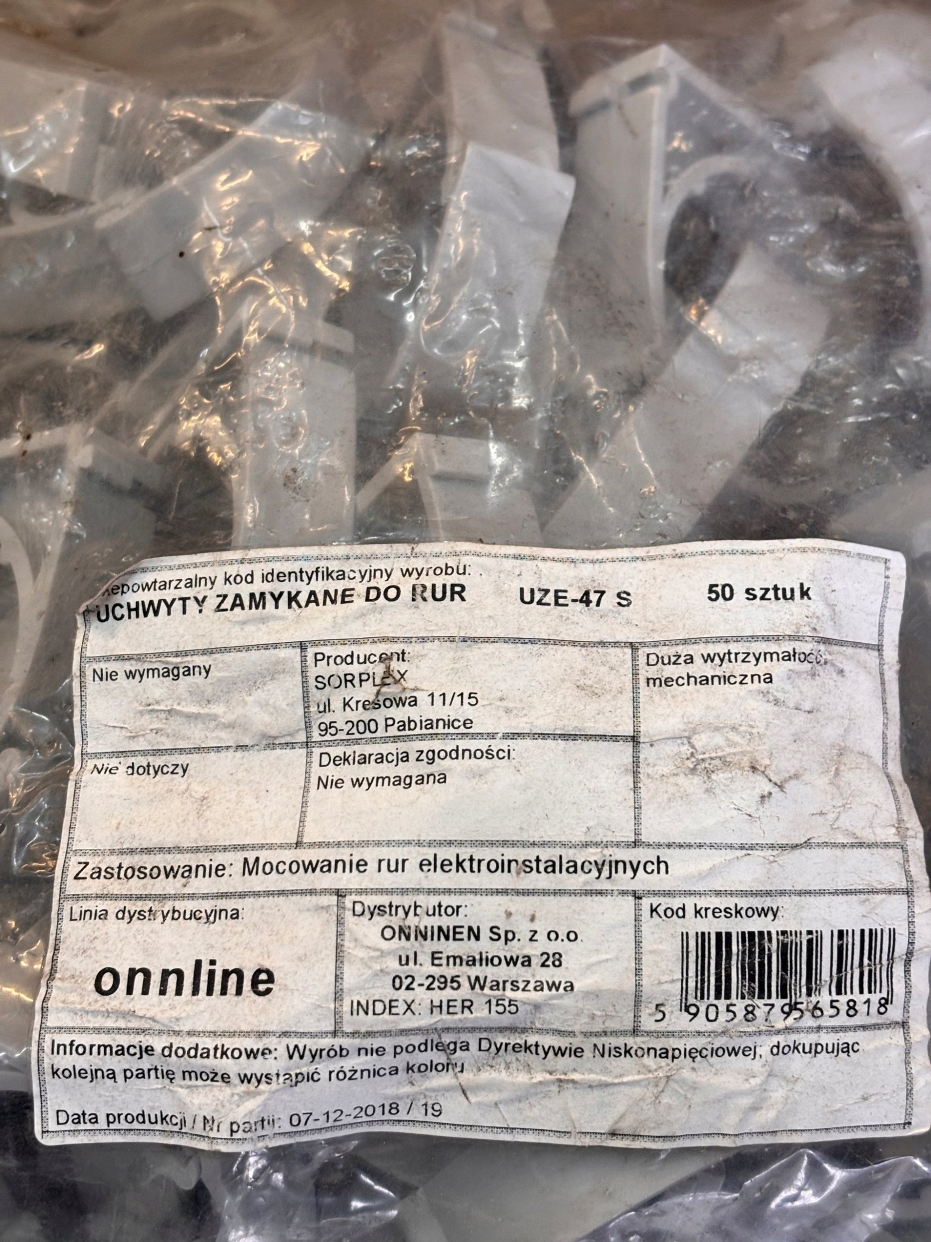 SORPL-G Uchwyt do rury Sorplex UZ47 zamykany szary