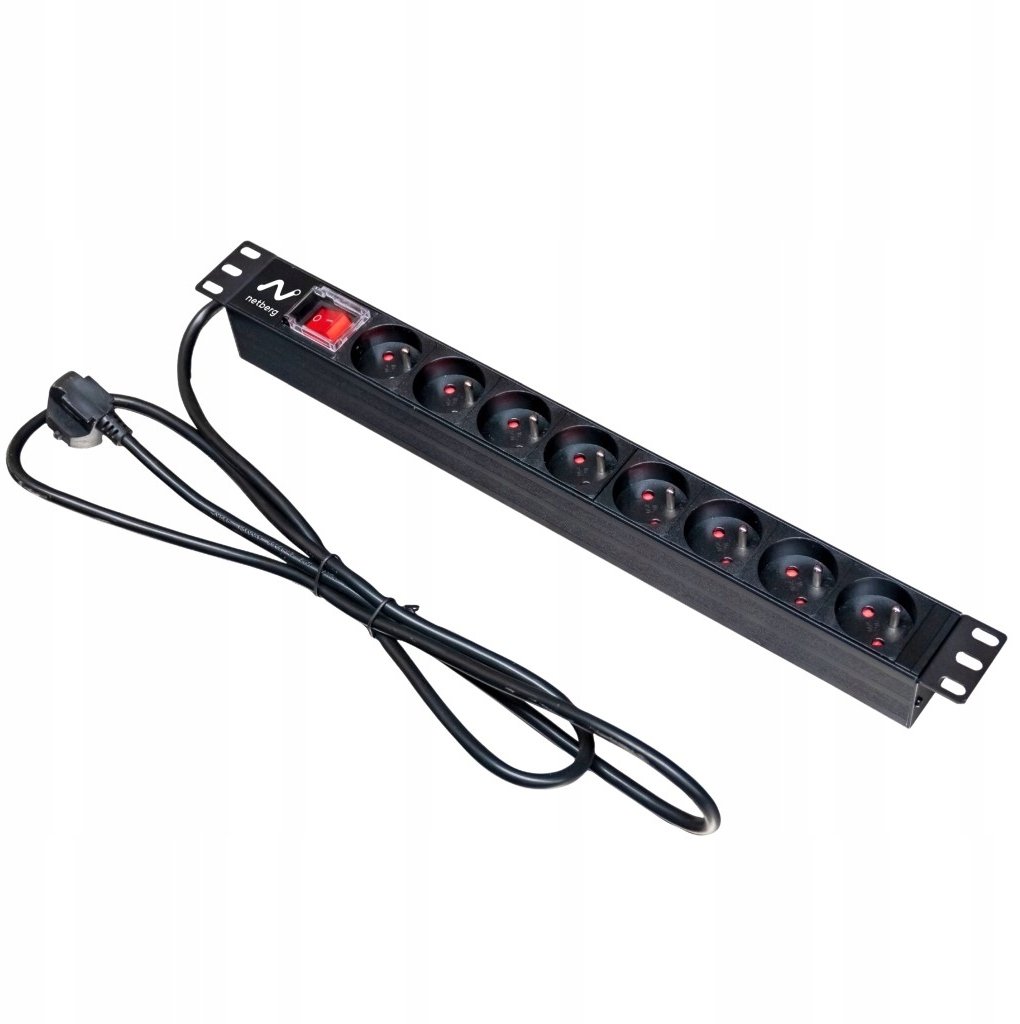Netberg Listwa zasilająca Rack 19" NETBERG 8 gniazd z wyłącznikiem do szafy rack