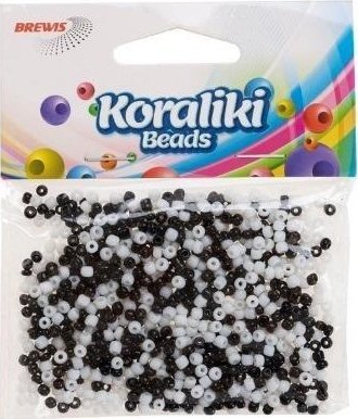 BREWIS Koraliki akrylowe do nawlekania białe czarne 35mm