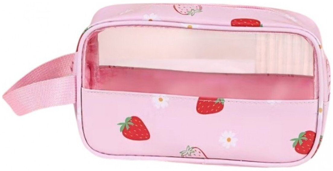 eCarla Ecarla Kosmetyczka rozkładana przenośna kuferek rozmiar S 22x7x13cm TRUSKAWKI KS149