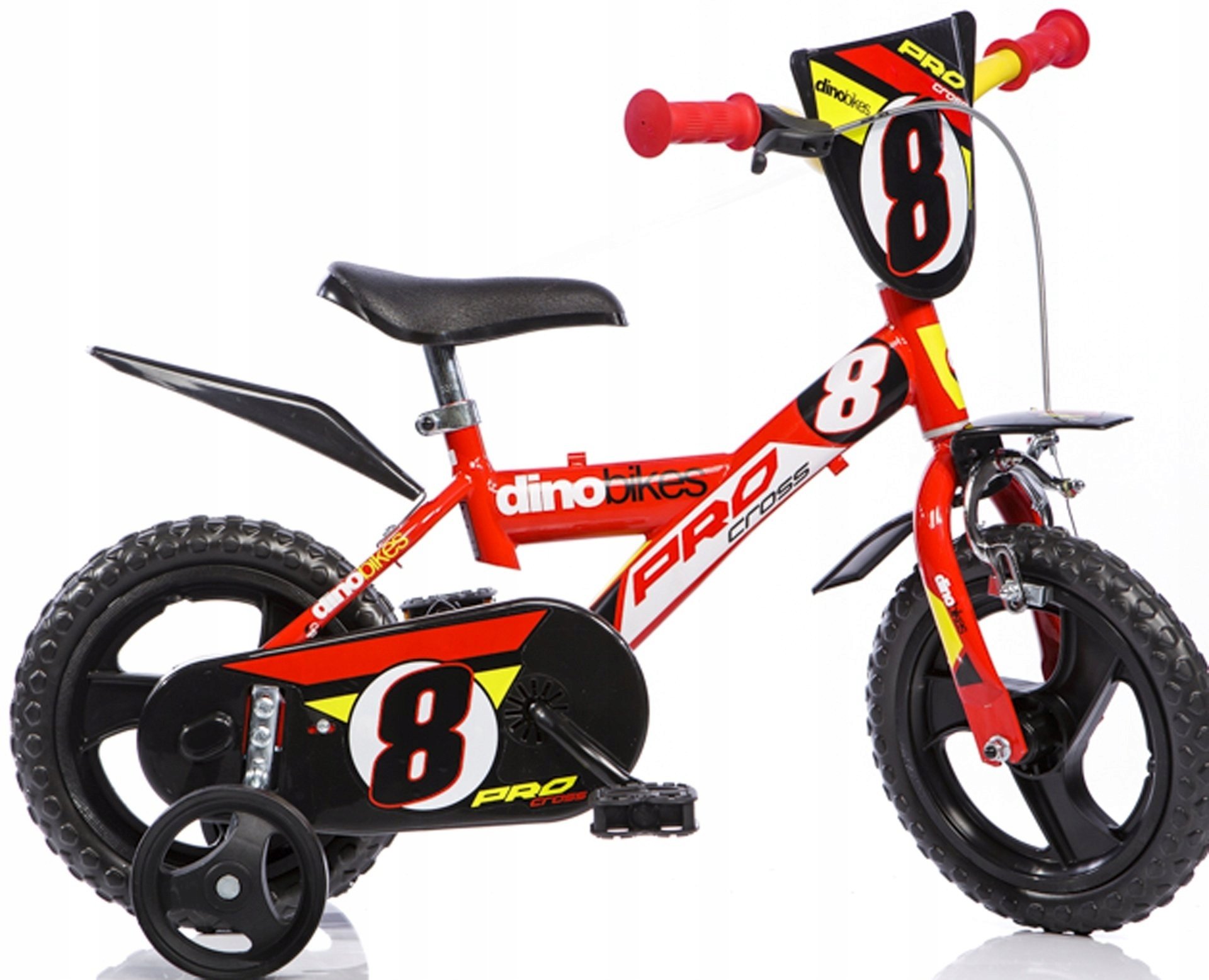 Kubisport Rowerek dziecięcy 12 Cali czerwony kółka boczne wolnobieg Dino Bikes (Kub_05-CSK5123K-CRV)...