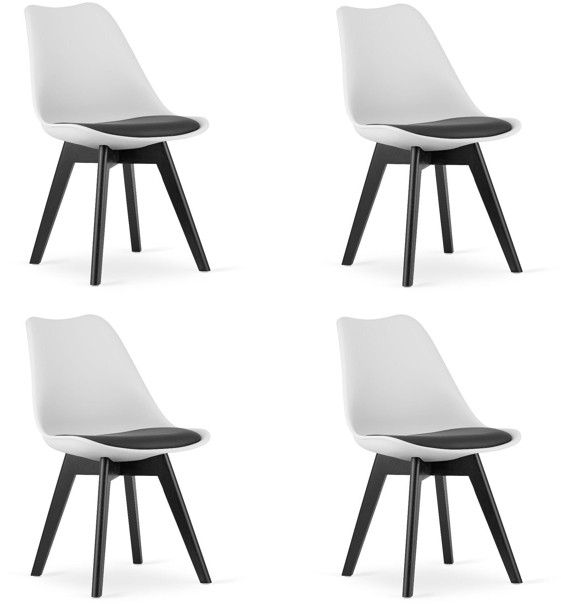 Krzesło biało czarne skandynawskie MARK czarne nogi 4 szt. loft kuchnia