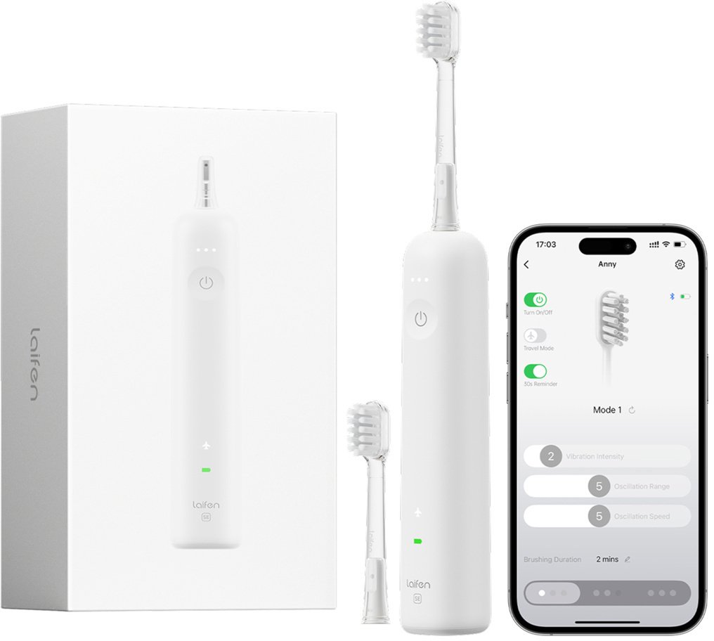 Szczoteczka Laifen Laifen Soniczna Szczoteczka do Zębów Wave SE 2 Głowki Aplikacja USB-C Biała