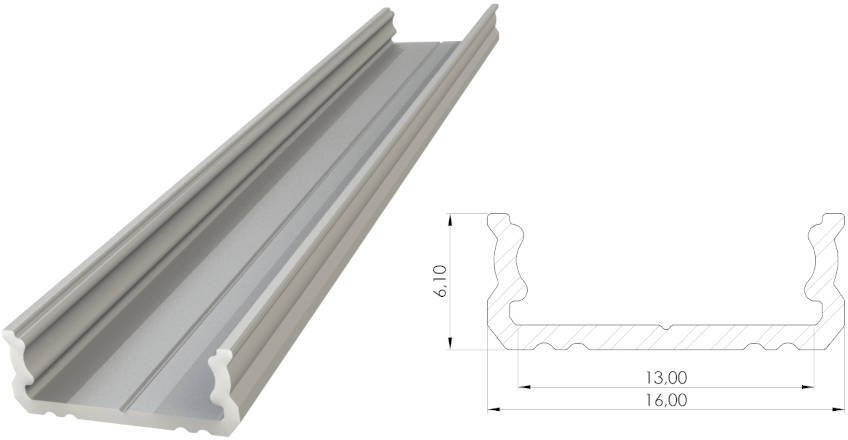 MPL Power Nawierzchniowy profil ALU anoda srebrny 6x16mm 4150mm surface anoda silver (5902135129463)...