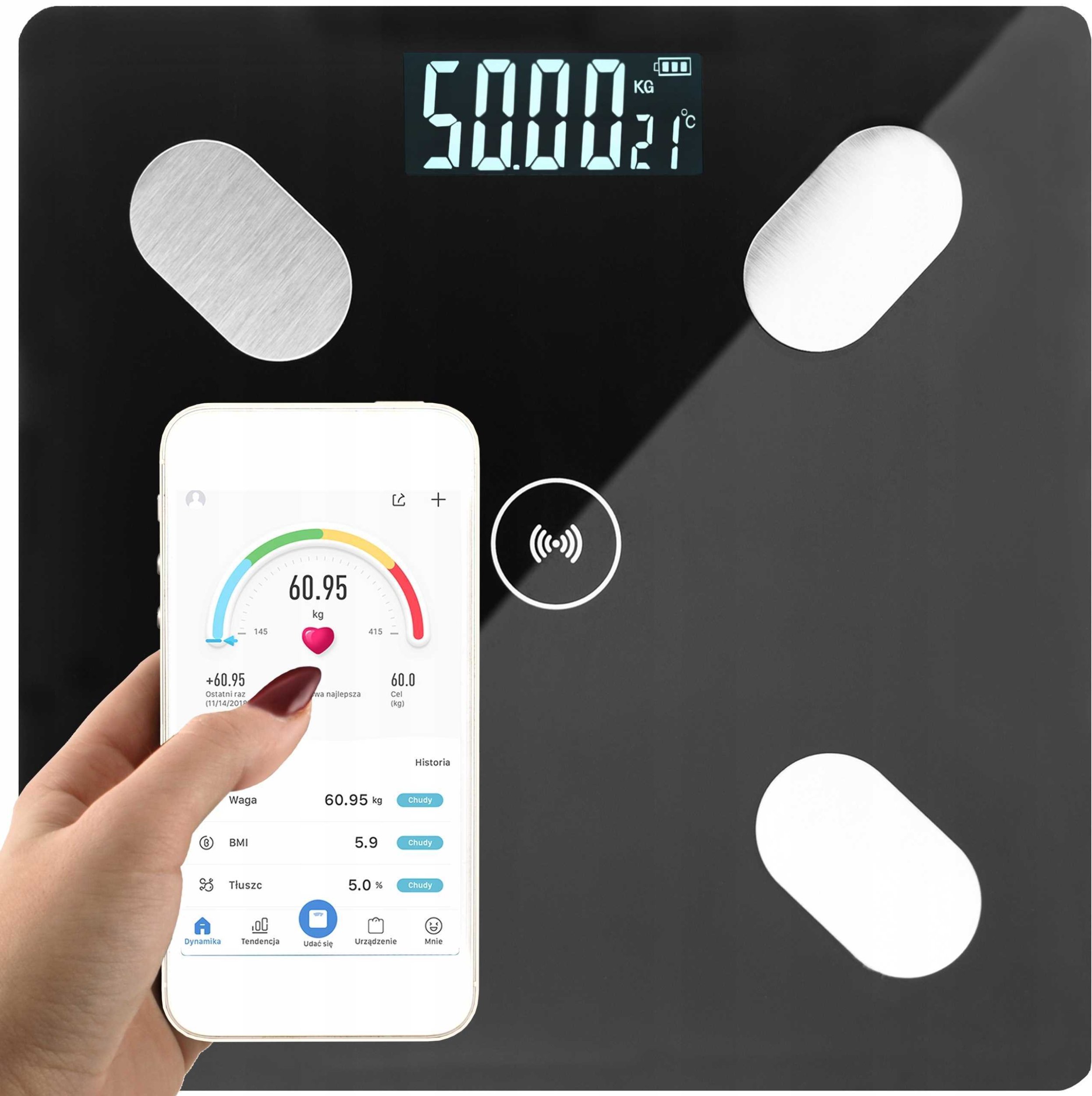 Waga łazienkowa Pako Waga 180kg z funkcją bluetooth W9993