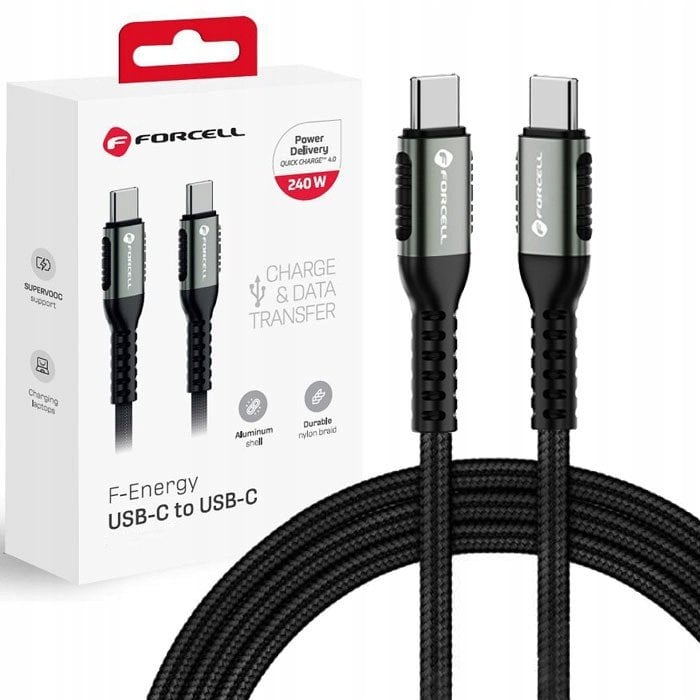 Kabel USB ForCell USB-C - USB-C 0.5 m Czarny