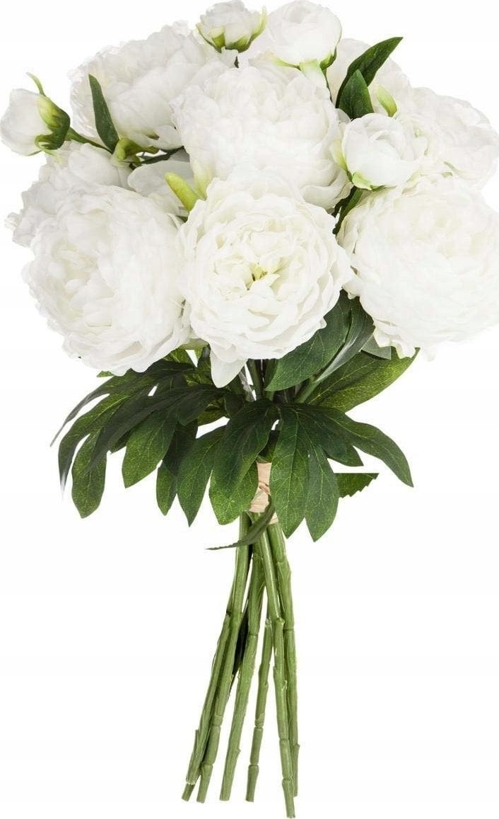 Atmosphera Bukiet sztucznych kwiatów, 13 piwonii w kolorze białym, wys. 50 cm
