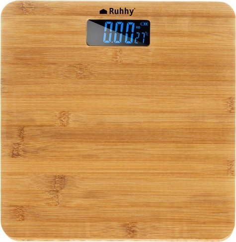 Waga łazienkowa Ruhhy LCD drewniana (22522)