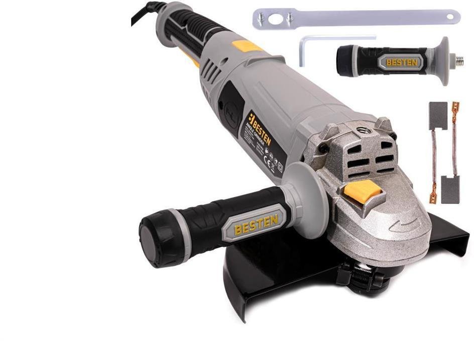 Szlifierka kątowa BESTEN BE-2930 230 mm 2400W Soft Start, 6500 obr/min, rękojeść obrotowa, zestaw akcesoriów